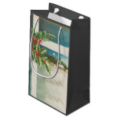 Kerstscène Holly Snow Winter Klein Cadeauzakje (Achterkant Gekanteld)