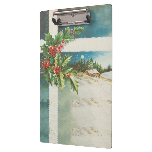 Kerstscène Holly Snow Winter Klembord (Links)