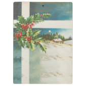 Kerstscène Holly Snow Winter Klembord (Achterkant)