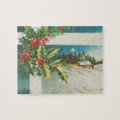 Kerstscène Holly Snow Winter Legpuzzel (Horizontaal)