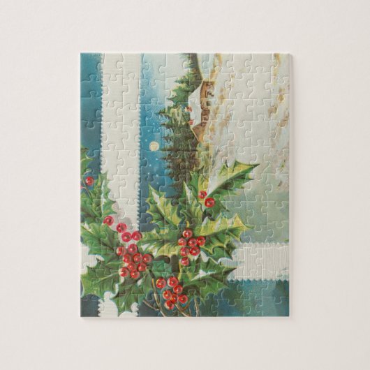 Kerstscène Holly Snow Winter Legpuzzel (Verticaal)