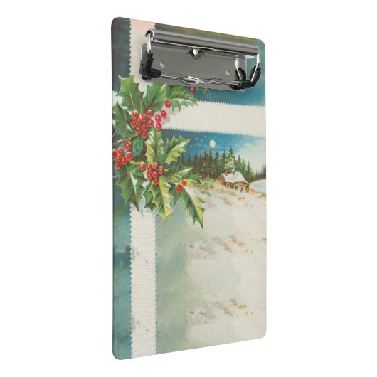 Kerstscène Holly Snow Winter Mini Klembord (Schuin)