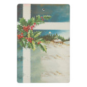 Kerstscène Holly Snow Winter Mini Klembord (Achterkant)