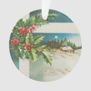 Kerstscène Holly Snow Winter Ornament