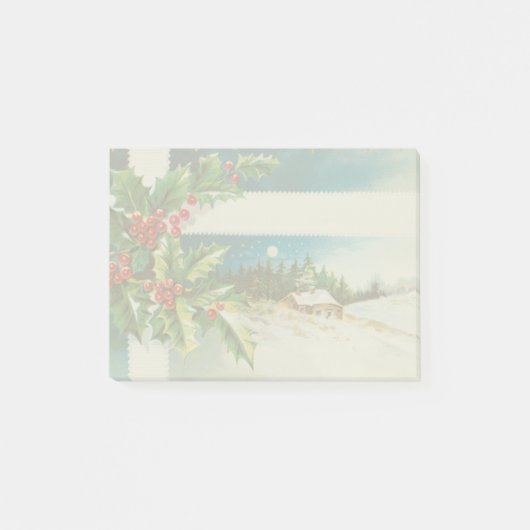 Kerstscène Holly Snow Winter Post-it® Notes (Voorkant)