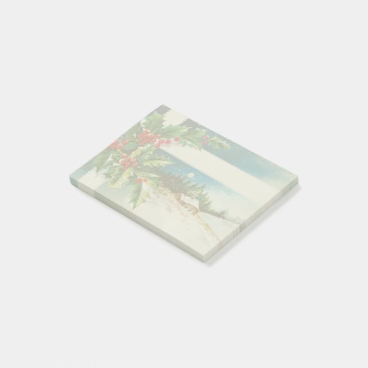 Kerstscène Holly Snow Winter Post-it® Notes (Schuin)