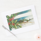 Kerstscène Holly Snow Winter Rechthoekige Sticker (Envelop)