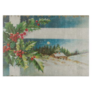 Kerstscène Holly Snow Winter Snijplank