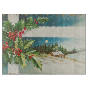 Kerstscène Holly Snow Winter Snijplank