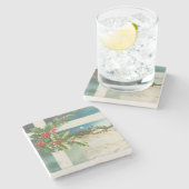 Kerstscène Holly Snow Winter Stenen Onderzetter (Zijkant)