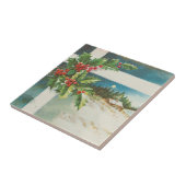 Kerstscène Holly Snow Winter Tegeltje (Zijkant)