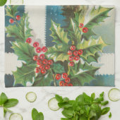 Kerstscène Holly Snow Winter Theedoek (Gevouwen)