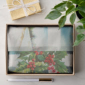 Kerstscène Holly Snow Winter Tissuepapier (Geschenk)