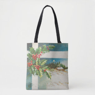 Kerstscène Holly Snow Winter Tote Bag