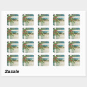 Kerstscène Holly Snow Winter Vierkante Sticker (Vel)