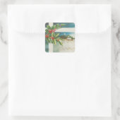 Kerstscène Holly Snow Winter Vierkante Sticker (Tas)