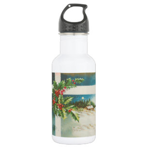 Kerstscène Holly Snow Winter Waterfles