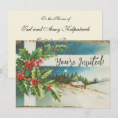 Kerstscène Hulst Sneeuw Winter Kaart (Voorkant / Achterkant)