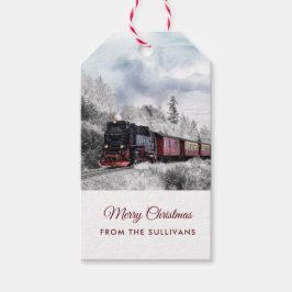 kerstscène in de winter cadeaulabel