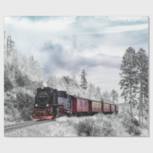 kerstscène in de winter cadeaupapier