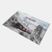 kerstscène in de winter deurmat (Schuin)