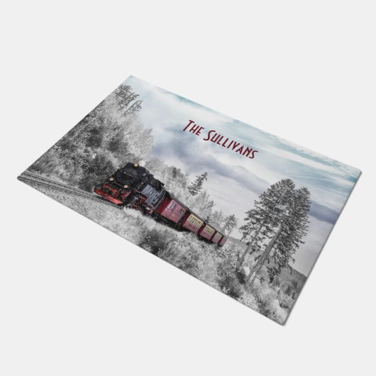  kerstscène in de winter deurmat (Schuin)