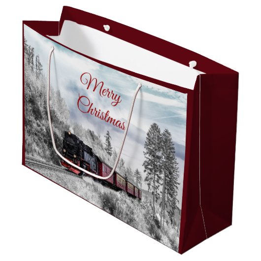 kerstscène in de winter groot cadeauzakje (Voorkant Gekanteld)