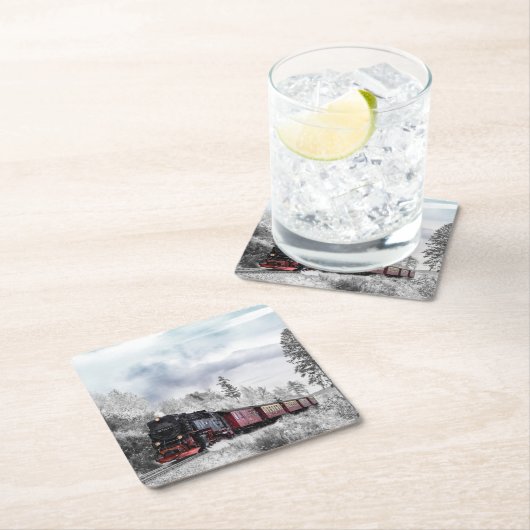  kerstscène in de winter kartonnen onderzetters (Insitu)