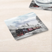 kerstscène in de winter kartonnen onderzetters (Schuin)