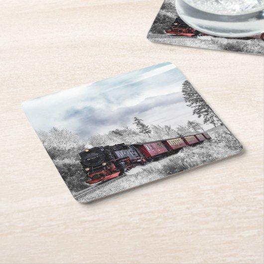  kerstscène in de winter kartonnen onderzetters (Schuin)