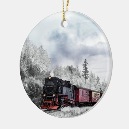  kerstscène in de winter keramisch ornament (Links)