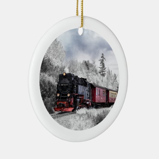  kerstscène in de winter keramisch ornament (Rechts)