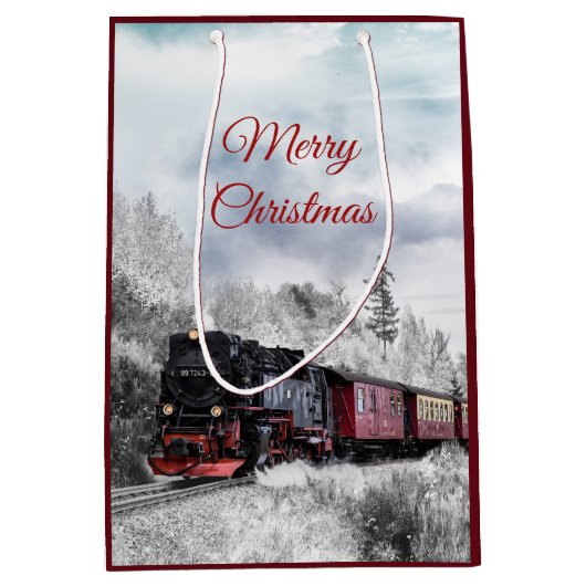  kerstscène in de winter medium cadeauzakje (Voorkant)