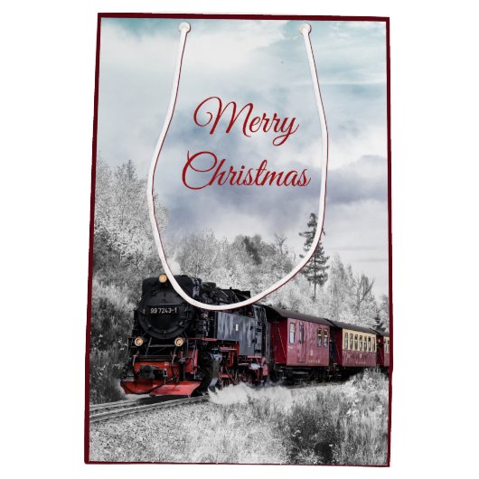  kerstscène in de winter medium cadeauzakje (Achterkant)