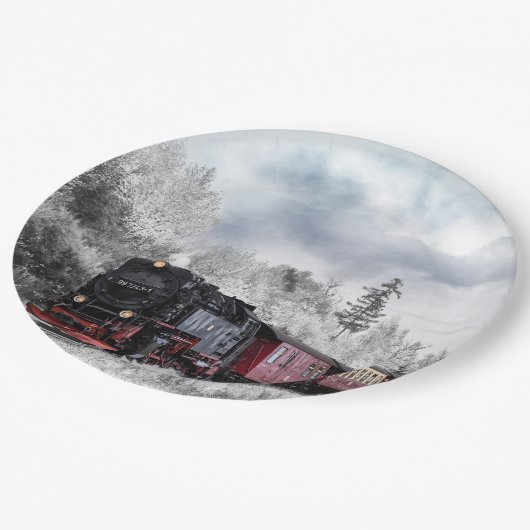  kerstscène in de winter papieren bordje (Gekanteld)