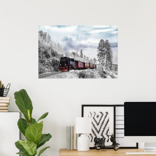  kerstscène in de winter poster (Thuiskantoor)