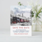 kerstscène in de winter save the date (Staand voorkant)