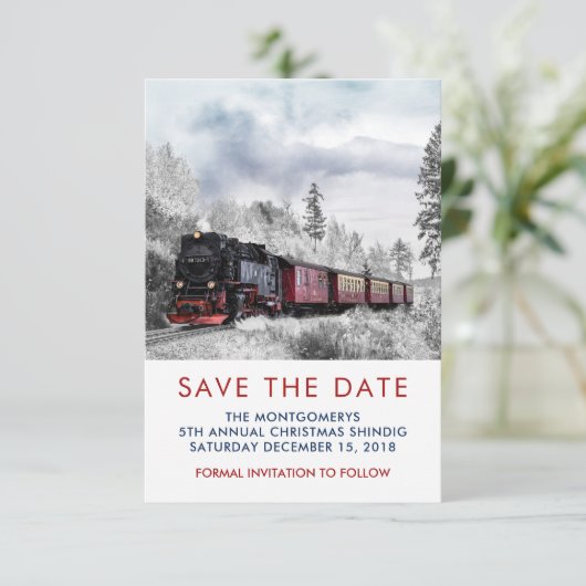  kerstscène in de winter save the date (Staand voorkant)