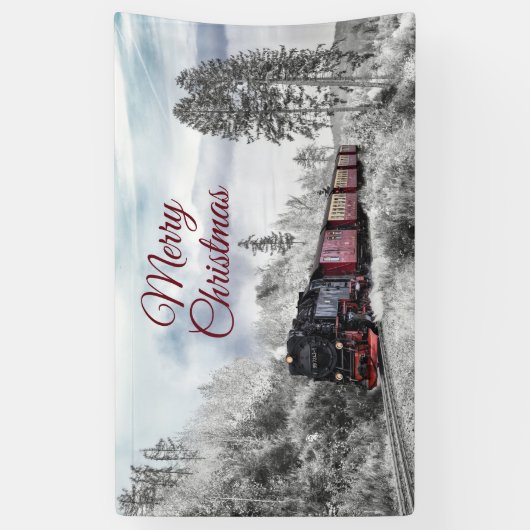  kerstscène in de winter spandoek (Verticaal)