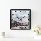  kerstscène in de winter vierkante klok (Huis)