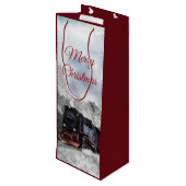  kerstscène in de winter wijn cadeautas (Achterkant Gekanteld)