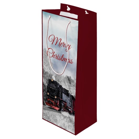  kerstscène in de winter wijn cadeautas (Achterkant Gekanteld)