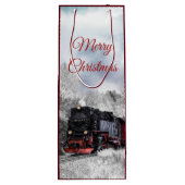  kerstscène in de winter wijn cadeautas (Achterkant)