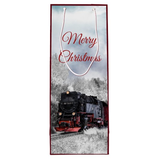  kerstscène in de winter wijn cadeautas (Achterkant)