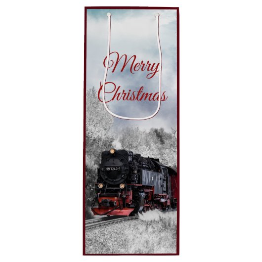  kerstscène in de winter wijn cadeautas (Voorkant)