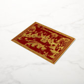 Kerstscène in goud met rood folie feestdagen briefkaart (Gedraaid)