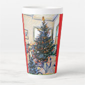 Kerstscène Latte Mok Rood (Voorkant)