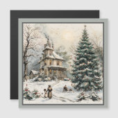 Kerstscène magnetische kaart (Voorkant / Achterkant)