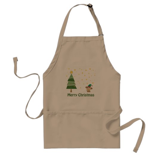 Kerstscène met aap-elf standaard schort (Voorkant)