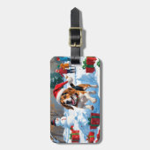 Kerstscene met Beagle in sneeuw Bagagelabel (Voorkant verticaal)